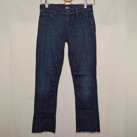 Citizens of Humanity Ava Low Rise Straight Jeans Raw Hem Cotton Elastane‎ 24 - Picture 1 of 9